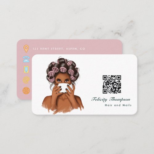 African American Hairdresser QR Code Business Card