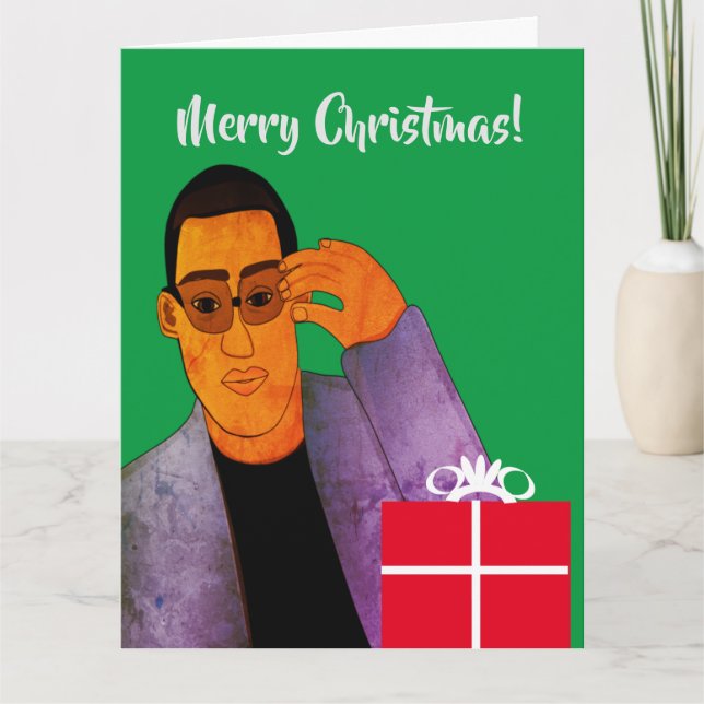African American Handsome & Gifted Male Christmas  Card (Front)