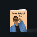 African American Handsome & Gifted Son Birthday Card<br><div class="desc">This cool birthday card features an African American male with a blue suit and a black shirt.  Send a card to your son that's relatable and expresses your message the way you intended.</div>