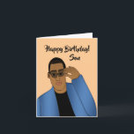 African American Handsome & Gifted Son Birthday Card<br><div class="desc">This cool birthday card features an African American male with a blue suit and a black shirt.  Send a card to your son that's relatable and expresses your message the way you intended.</div>