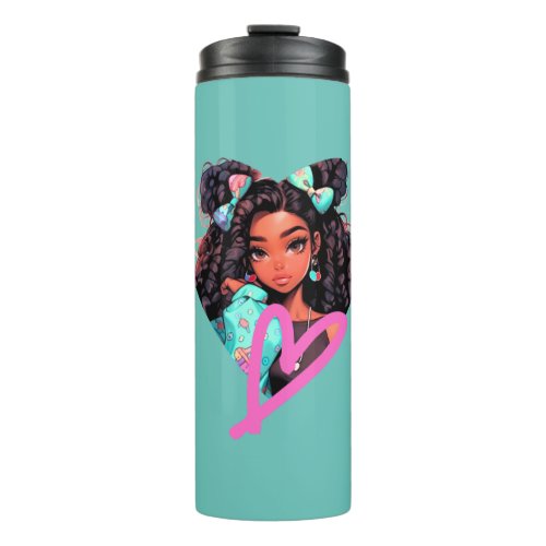 African American Heart Doll Thermal Tumbler
