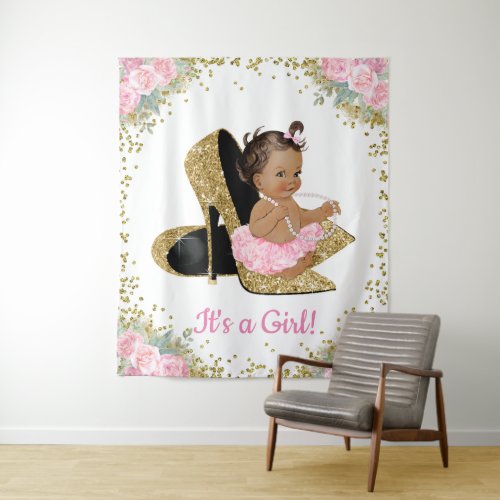 African American High Heel Baby Shower Backdrop