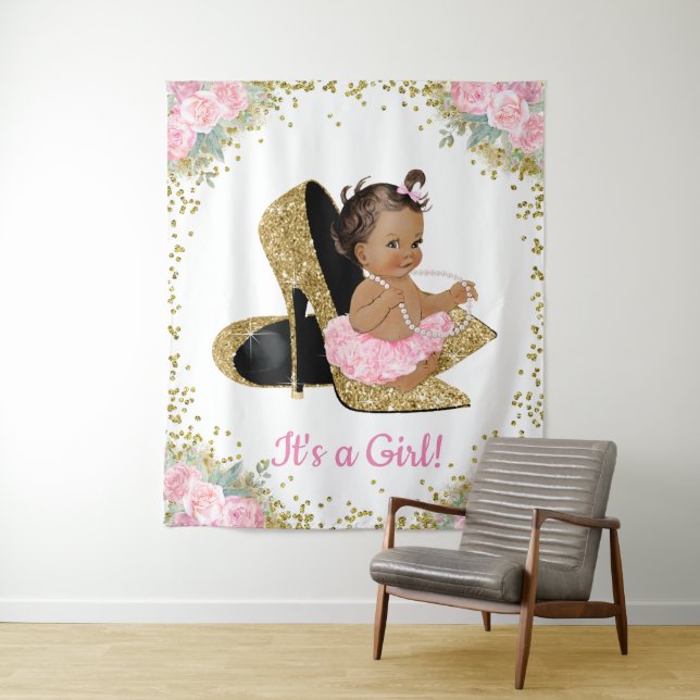 African American High Heel Baby Shower Backdrop (In Situ)