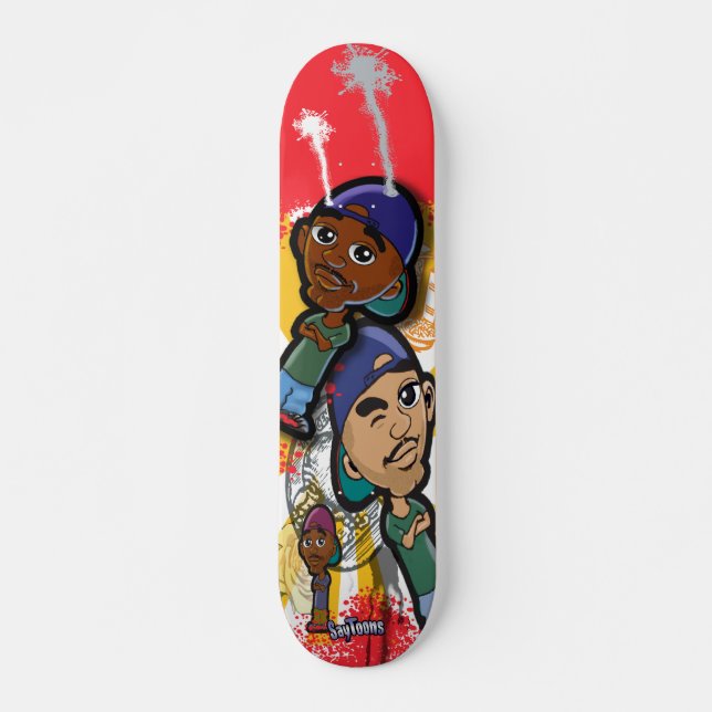 African American Hip Hop Cartoon Skateboard Deck (Front)