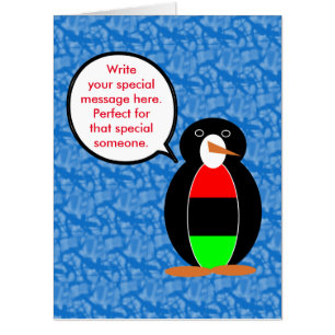 African American Holiday Ms. Penguin Talking Card