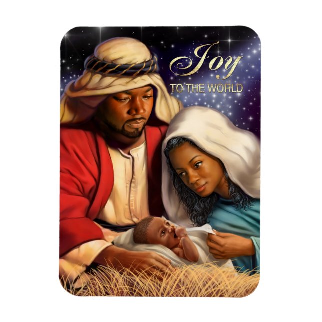 African American Holy Family Christmas Magnets (Vertical)