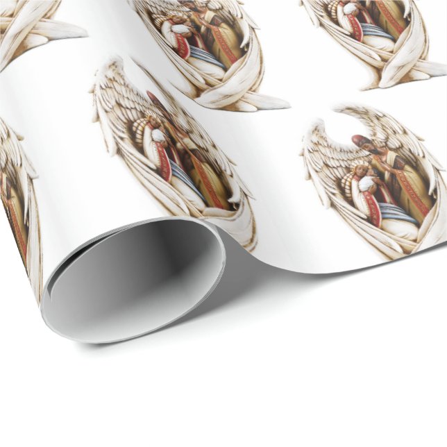 African American Holy Family Christmas Wrapping Paper (Roll Corner)