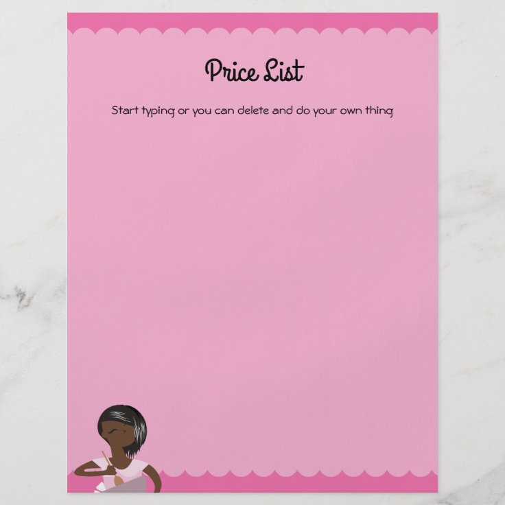 African American home bakery price list flyer Zazzle