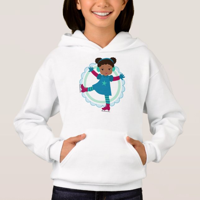 African American Ice Skater - Winter Sports Skatin Hoodie (Front)