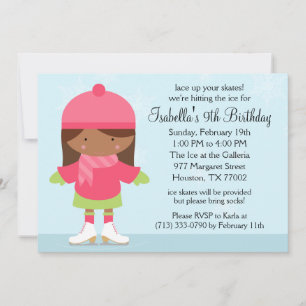 African American Ice Skating Birthday Party Invitation