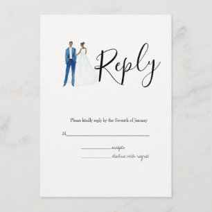 African American illustrated couple wedding Enclosure Card