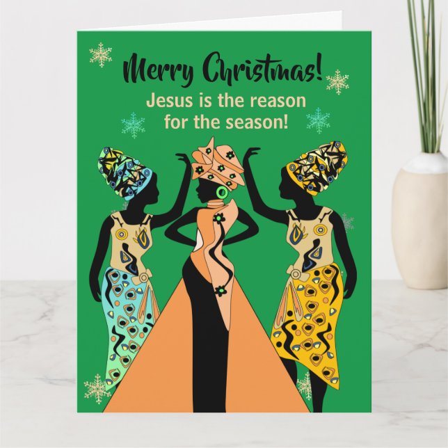 African American Inspirational Christian Christmas Card (Front)