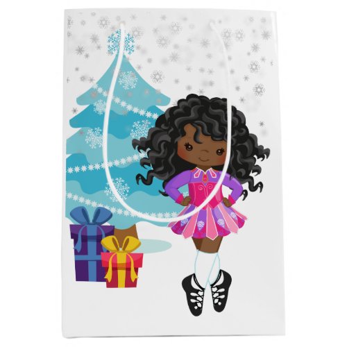 African American Irish Dancer Winter Christmas Medium Gift Bag