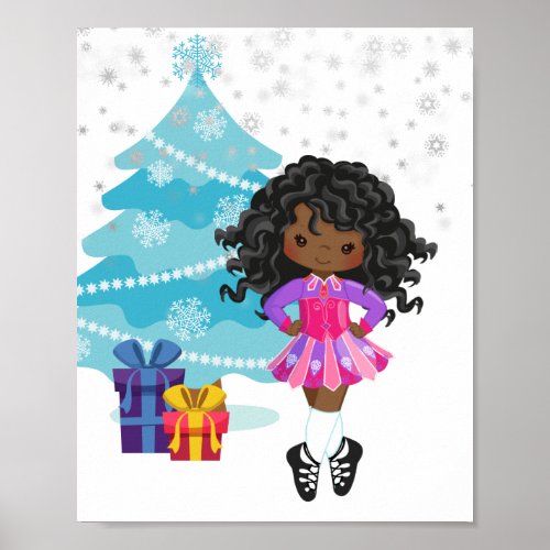 African American Irish Dancer Winter Christmas Poster