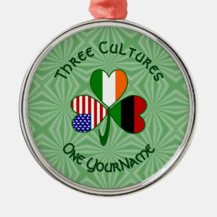 African American Irish Shamrock Flag Personalized  Metal Ornament