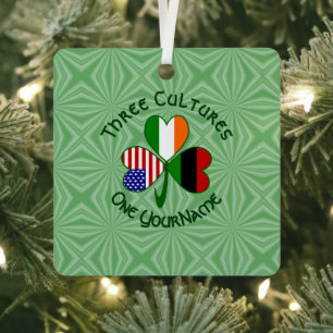 African American Irish Shamrock Flag Personalized  Metal Ornament