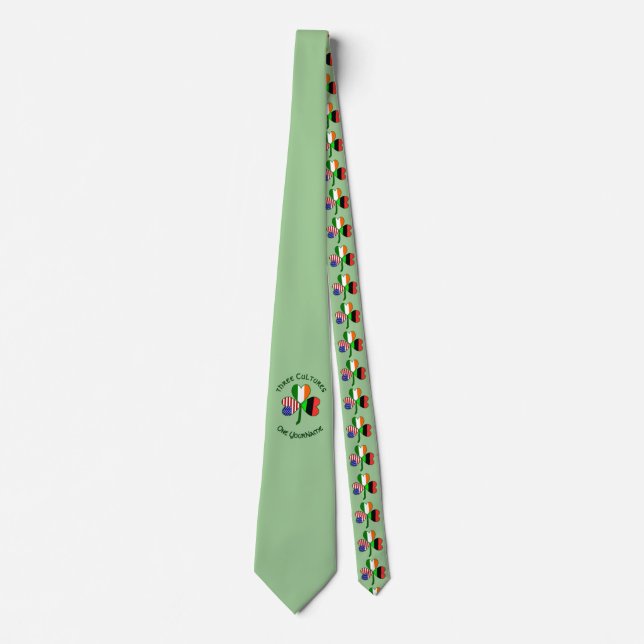 African American Irish Shamrock Flag Personalized  Neck Tie (Front)