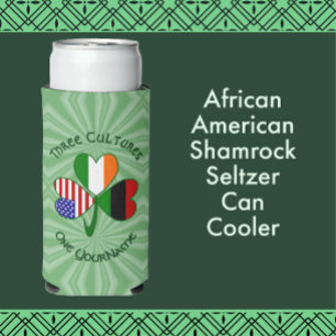 African American Irish Shamrock Flag Personalized  Seltzer Can Cooler