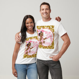 African American It's a Girl Baby Shower Family T-Shirt