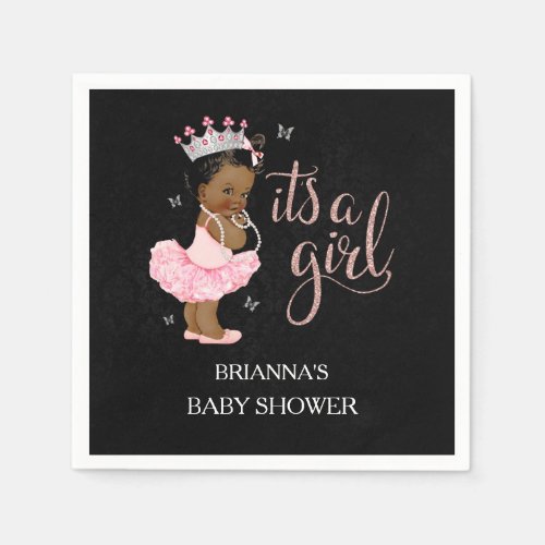 African American Its a Girl Baby Shower Napkin