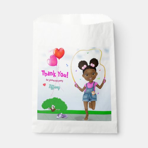 African American Jump Rope Thank You Birthday Favor Bag