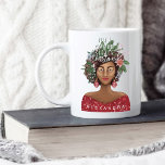 African American Just A Girl Who Love Christmas Coffee Mug<br><div class="desc">Are you a girl who loves Christmas? Then you'll love our super cute and unique Christmas girl mug. The design features our original hand-painted beautiful African American lady with the woman's hairdo decorated with all things Christmas. Christmas greenery, snowflakes, candy canes, and pink poinsettia flowers are incorporated into the girl's...</div>