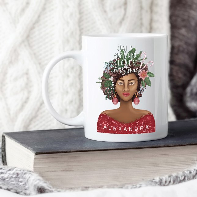 African American Just A Girl Who Love Christmas Coffee Mug (Creator Uploaded)
