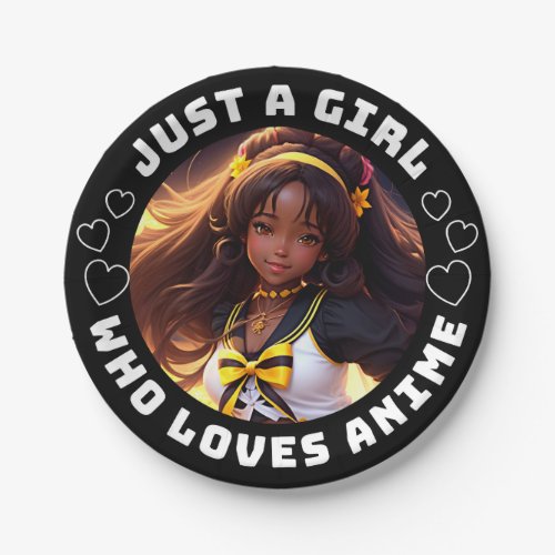 African American Just A Girl Who Loves Anime Cute Paper Plates