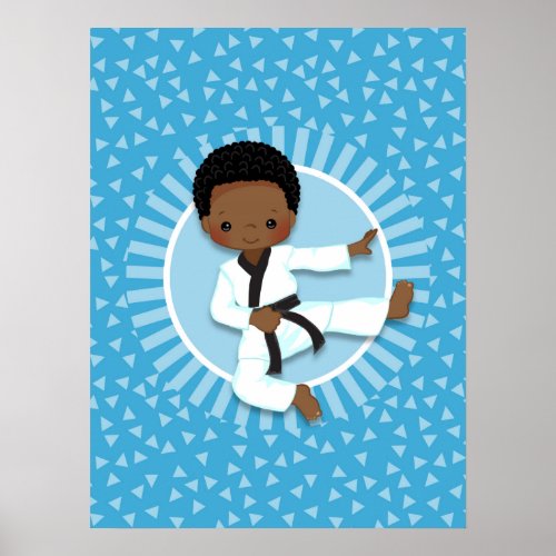 African American Karate Boy Judo Martial Arts Poster