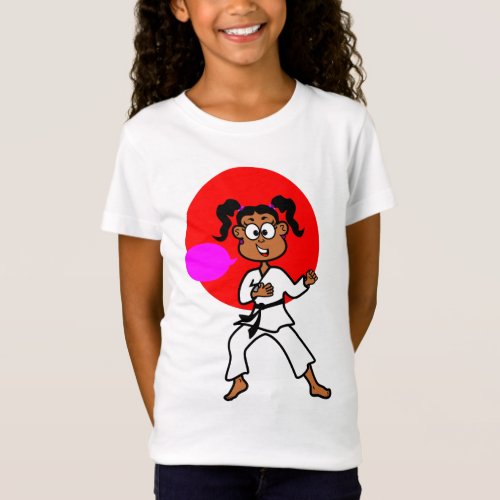 African American Karate Girl Image on T_shirt