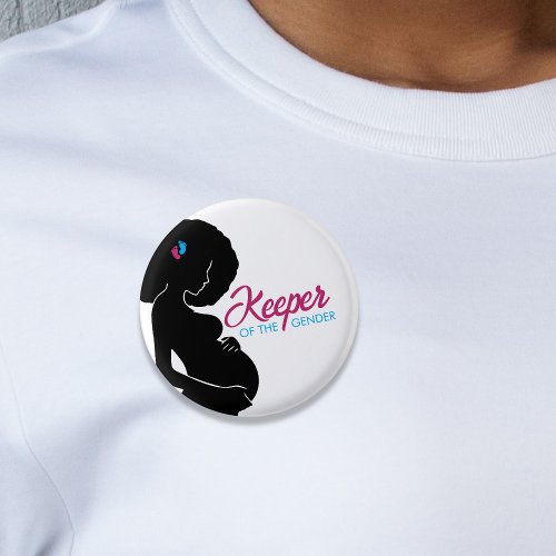 African American Keeper of the Gender Baby Shower Button