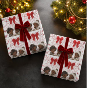 African American Kids and Cookies Christmas Wrapping Paper