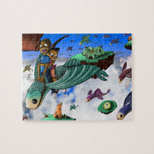 African American Kids on Flying Fish Jigsaw Puzzle