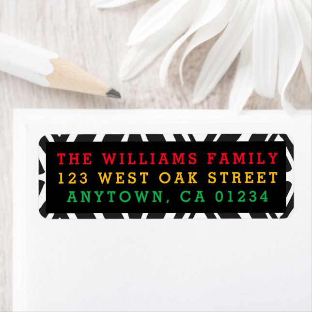African American Kwanzaa Pattern | Return Address  Label (Insitu)