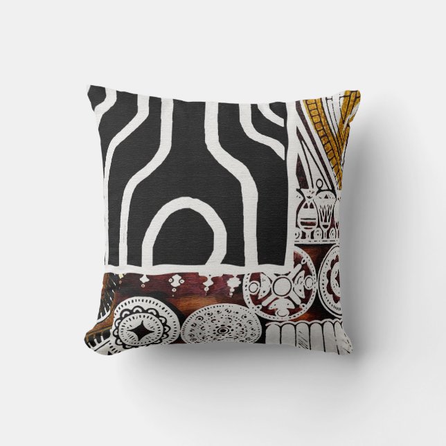 African American  Kwanzaa Style   Graphic Throw Pillow (Front)
