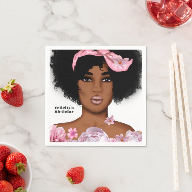 African American Lady Birthday Napkins (Insitu)