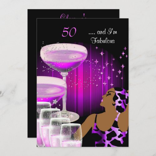 African American Lady Fabulous 50 Birthday Diva Invitation