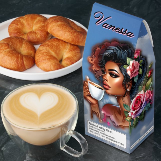 African-American Lady Floral Design Roasted Coffee (Breakfast)