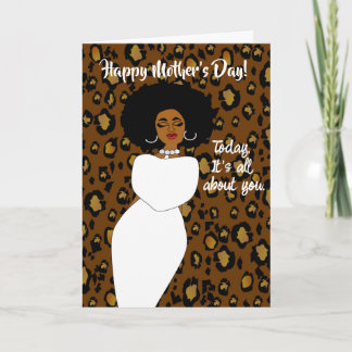African American Lady Leopard Mother's Day Card