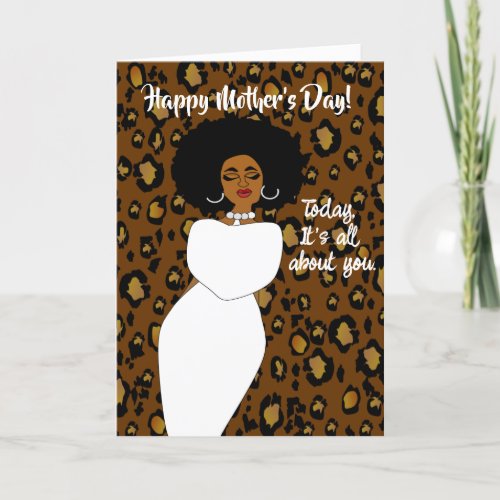 African American Lady Leopard Mothers Day Card