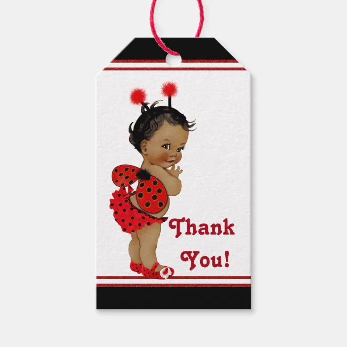 African American Ladybug Baby Shower Gift Tags Zazzle Com