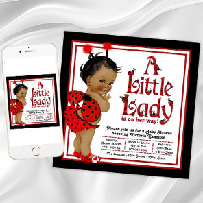 African American Ladybug Baby Shower Invitation
