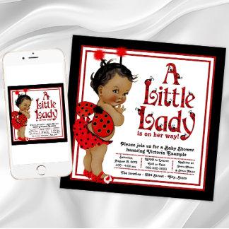 African American Ladybug Baby Shower Invitation