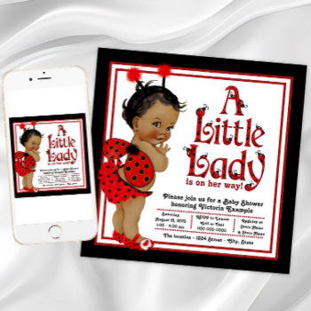 African American Ladybug Baby Shower Invitation by The_Baby_Boutique at Zazzle