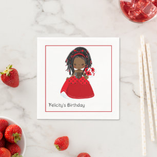 African American Ladybug Birthday Napkins