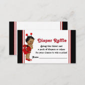 African American Ladybug Diaper Raffle Tickets Enclosure Card (Front/Back)