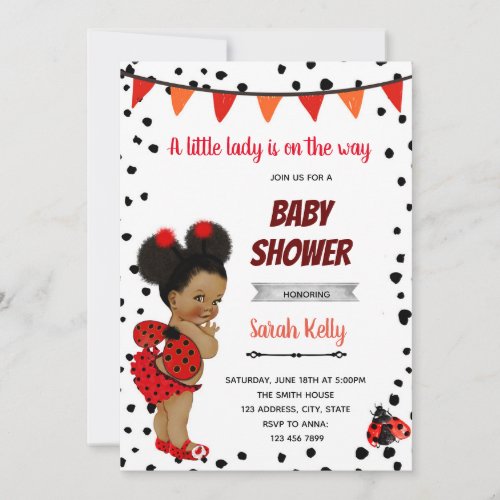 African American ladybug invitation