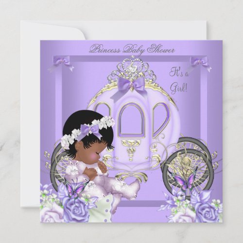 African American Lavender Baby Shower Girl 5 Invitation