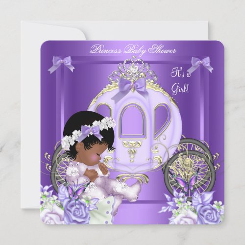 African American Lavender Baby Shower Girl 5A Invitation
