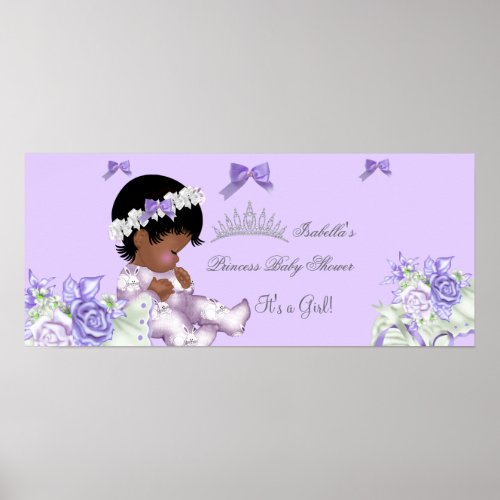 African American Lavender Gray Baby Shower Girl 2 Poster
